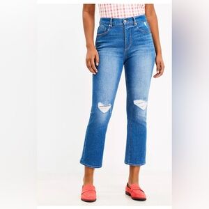 Loft The Kick Crop Flare Distressed